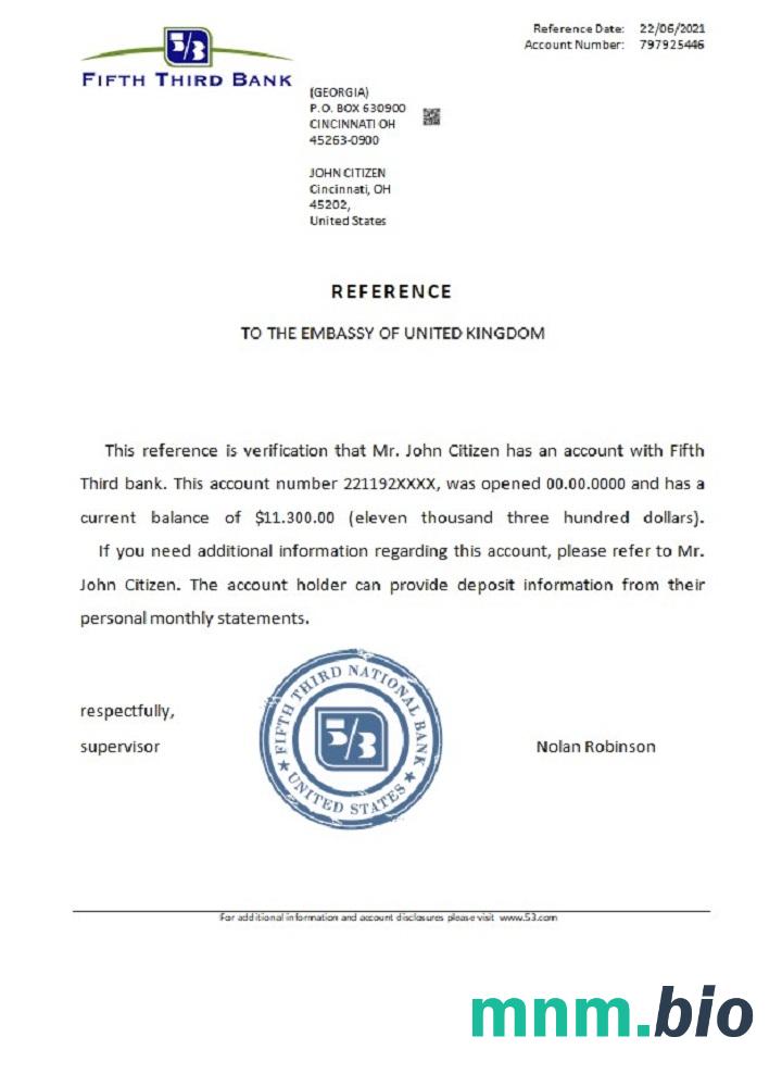 Przykład odniesienia piątego trzeciego Banku w USA w formatach Word i PDF